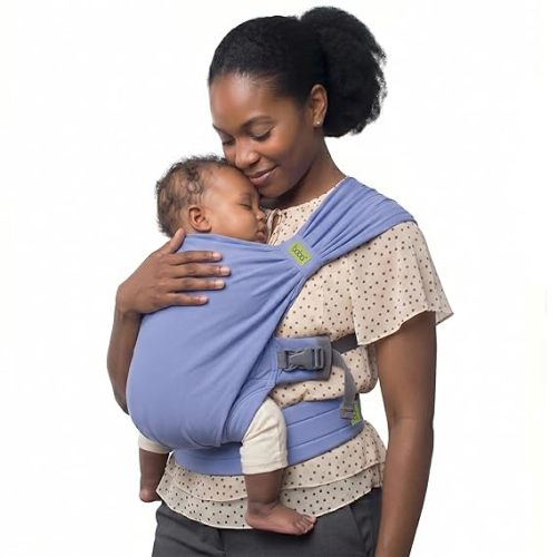 Boba Pre-Wrapped Baby Wrap Carrier with Buckle, Easy Adjust Soft Infant Baby Carrier Hybrid for Boy or Girls, Baby Sling for Newborn up to 35 lbs (Vintage Navy Blue)