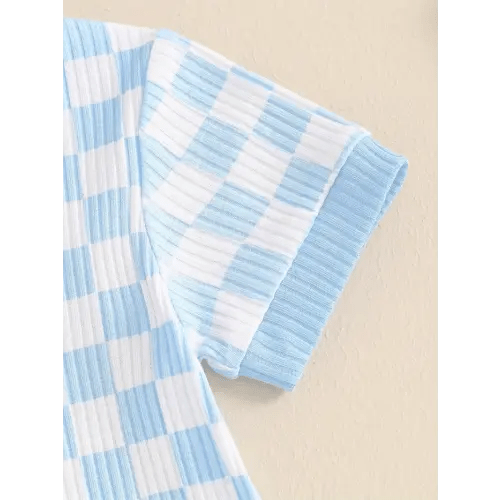baby boys summer outfits checkerboard buttons short sleeve - Temu