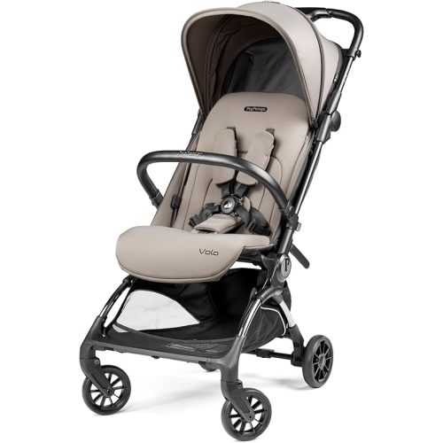 Peg Perego Volo, Ultra Lightweight Carry On Compliant Travel Stroller, Adjustable Features & Reclining Seat - Designed for Everyday Comfort from Newborn to 50lbs, Misty Beige (Light Greige)