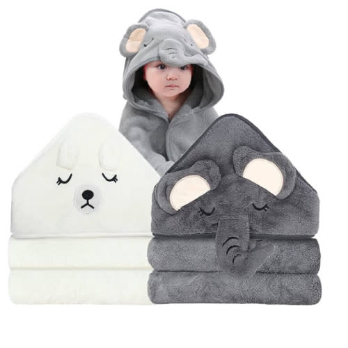 ROXANEPIG 2 Pack Hooded Baby Towel - Premium Soft Baby Bath Towel for Babies, Newborn, Infant - Ultra Absorbent, Natural Baby Stuff Towel for Boy and Girl (Elephant & Bear) : Amazon.com.au: Baby