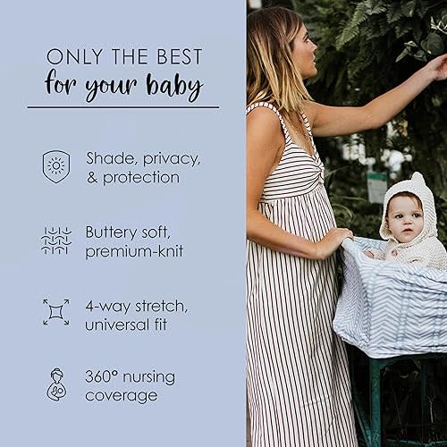 Milk Snob Original 5-in-1 Cover - Added Privacy for Breastfeeding, Baby Car Seat, Carrier, Stroller, High Chair, Shopping Cart, Lounger Canopy - Newborn Essentials, Nursing Top, Herringbone