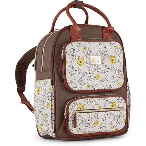 Disney Unisex Baby Travel Diaper Backpack| 16-Inches Height Multi-Functional Bag, Winnie The Pooh Double Handle 2, Extra Large