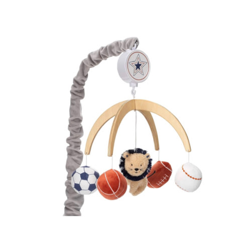 Lambs & Ivy Hall of Fame Lion/Sports Balls Musical Baby Crib Mobile Soother Toy