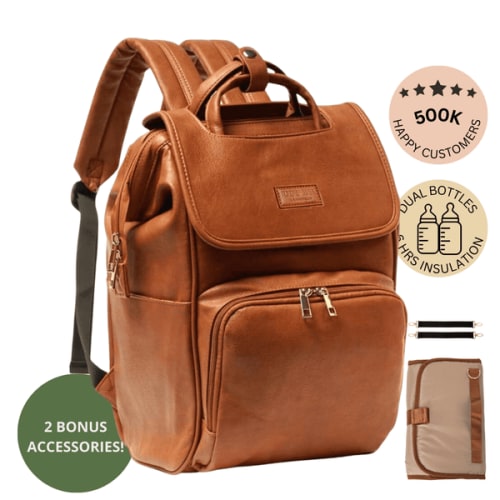 Women’s Diaper Bag Backpack - Best Leather Diaper Bag Backpack for Women Gift | Affordable & Stylish Diaper Backpack Bag | UPPER | La Madison - Elegant Vegan Leather Diaper Bag Backpack - UPPER Brand