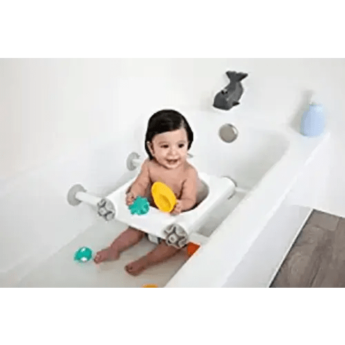 Regalo Baby Basics™ Bath Seat, Award Winning Brand, Provides Support and Balance for Sit-Up Bathing, Includes Strong and Secure Suction Cup System, Drain Holes for Easy Clean Up, White - White Bath Seat
