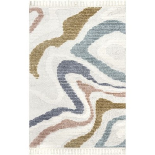 Nuloom Abstract Striped Kids Tassel Area Rug, Size: 5' x 8'