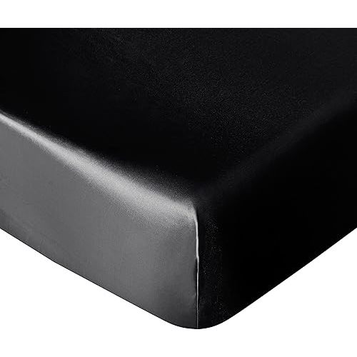 NTBAY Silk Satin Fitted Crib Sheet, Super Soft and Silky 28x52 Crib Sheet for Standard Crib and Toddler Mattresses, Boys, Girls, Unisex, Black, 28x52 Inches