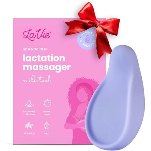 LaVie Warming Lactation Massager 3-in-1 Adjustable Heat + Vibration for Breastfeeding, Nursing, Pumping, Essential Support for Improved Milk Flow