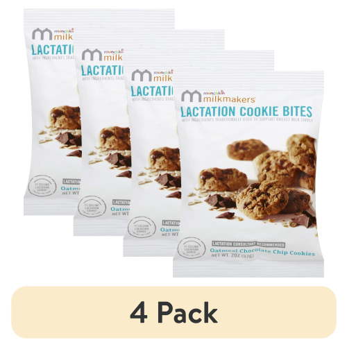 (4 pack) Munchkin Milkmakers Oatmeal Chocolate Chip Lactation Cookie Bites, 1 Bag