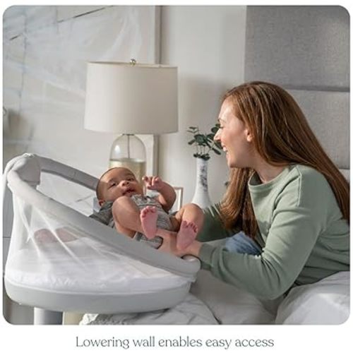 HALO BassiNest Swivel Sleeper 3.0 – Over-Bed Baby Bassinet with 360 Rotation, Adjustable Height, Breathable Mesh, Safe Close Sleeping, Lowering Wall for Easy Access, Feeding & C-Section Recovery