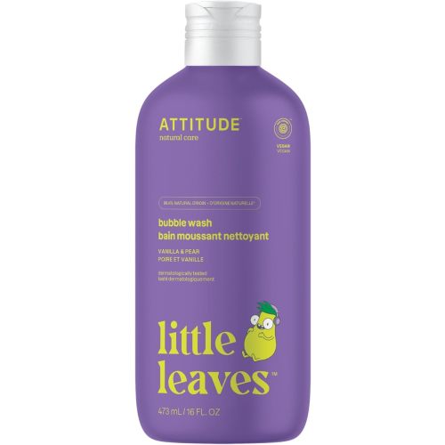 ATTITUDE Bubble Wash for Kids, EWG Verified Bubble Bath, Hair Shampoo and Body Soap, Dermatologically Tested, Plant- and Mineral-Based, Vegan, Vanilla & Pear, 16 Fl Oz