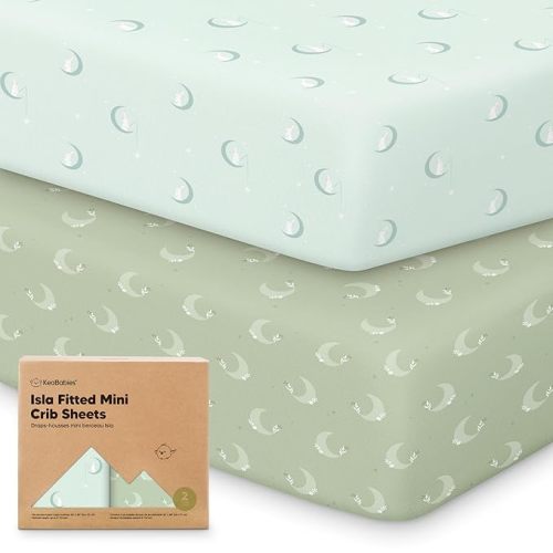 Pack and Play Sheets Fitted - 2-Pack Mini Crib Sheets for Pack N Play Mattress, Soft & Cozy, Neutral Toddler Playard Bedding, Snug Fitted Mini Baby Crib Mattress Cover Set for Boys, Girls (Lunaris)