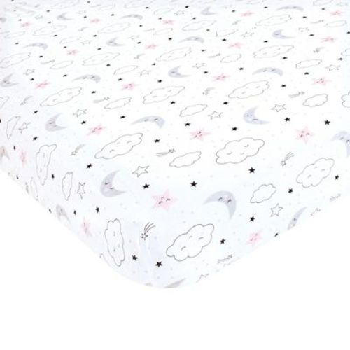 Hudson Baby Infant Girl Cotton Fitted Crib Sheet, Dreamer, One Size