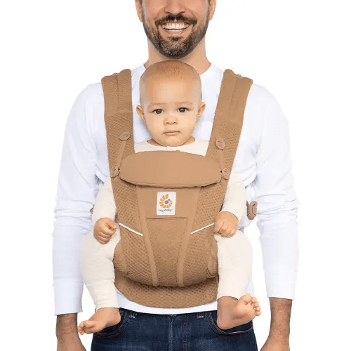 Ergobaby Omni Breeze Baby Carrier All Carry Positions - Breathable Mesh Baby Carrier Newborn to Toddler with Enhanced Lumbar Support & Airflow (7-45 Lb), Camel Brown