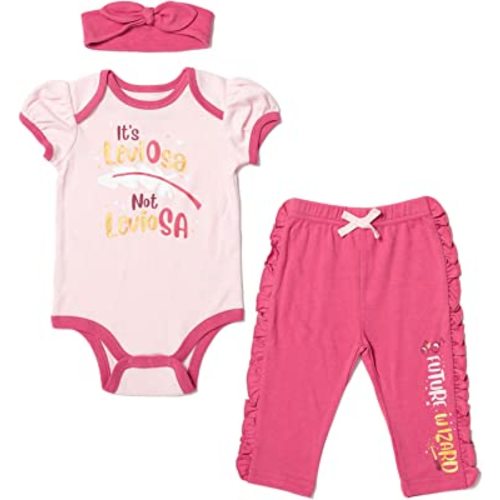 Harry Potter Ravenclaw Slytherin Gryffindor Hufflepuff Baby Girls Bodysuit Pants and Headband Set Newborn to Infant
