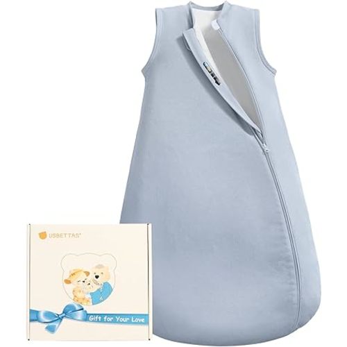 Baby Sleep Sack 3-6 Months, 1.0 Tog Supersoft Thermostatic Cotton Toddler Sleeping Sack for Babies Infant, 2-Way Zipper Baby Wearable Blanket for All Season
