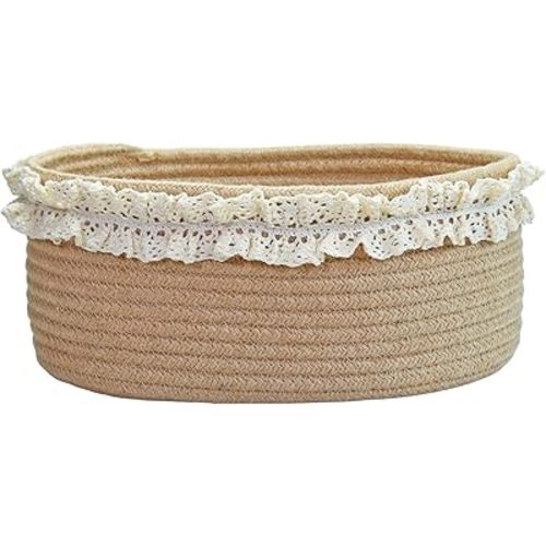 Yimi's Dream Baskets for Gifts Empty, Small Brown Storage Basket for Shelves, Decorative Jute Woven Basket for Nursery, Baby Shower, Christmas, Families (Oval, 12"x 8"x 5")