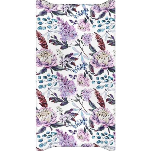 Changing Pad Cover, Ultra Soft Breathable Diaper Baby Changing Table Covers for Girls & Boys, 32 X 16 Inches Stretchy Fitted Changing Pad Sheets for Changing Pads Liners, Purple Floral
