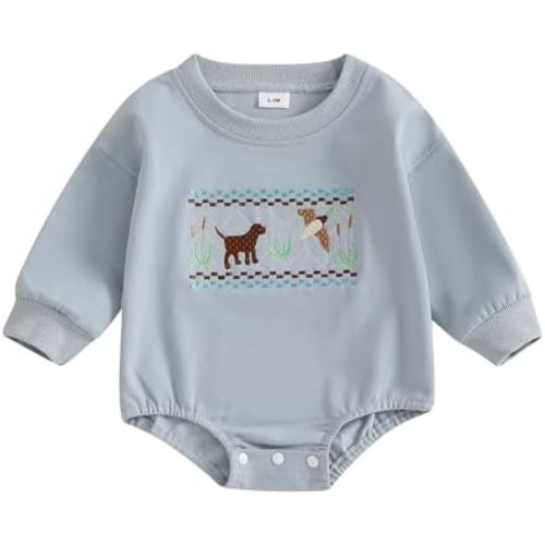 Chloefairy Duck Hunting Baby Clothes Baby Boy Mallard Duck Sweatshirt Bubble Romper Long Sleeve Bodysuit Fall Outfit
