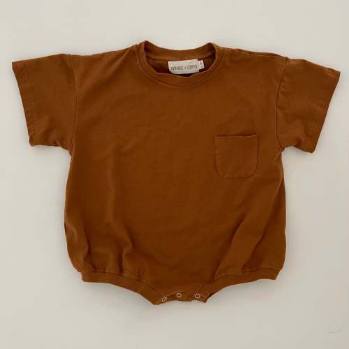 Cory Pocket Romper in Burnt Orange