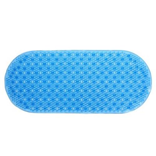35"x15" Bubble Bath Mat Blue - Slipx Solutions: Oval PVC Non-Slip Shower Mat, Easy to Clean