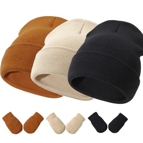 Baby Hats and Mittens Set Infant Toddler Beanie Caps Hospital Hat Set Newborn Gloves for Baby Boys Girls