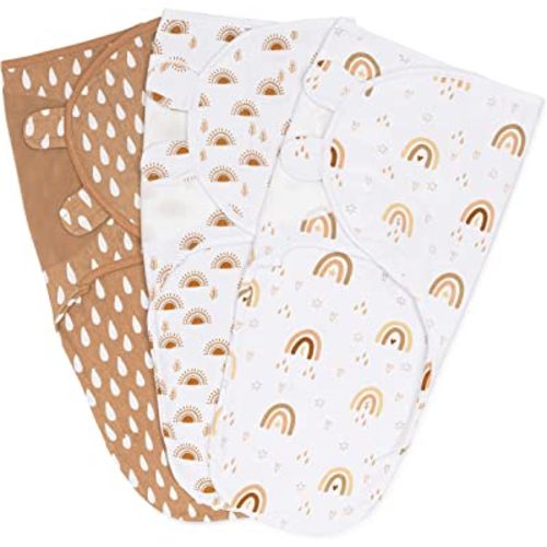 Comfy Cubs Swaddle Blanket Baby Girl Boy Easy Adjustable 3 Pack Infant Sleep Sack Wrap Newborn Babies (Small 0-3 Months, Rainbow Bohemian)