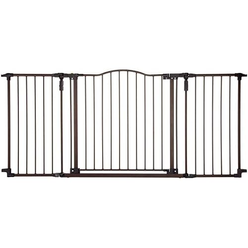 Toddleroo by North States 72” wide Deluxe Décor Baby Gate: Sturdy safety gate with one hand operation. Extra wide baby gate. Hardware Mount. Fits 38.3 - 72” Wide. (30" Tall, Matte Bronze)