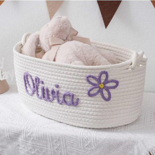 Personalized Handmade Basket, Baby Gift, Baby Shower Gift Cotton Rope Basket, Baby Basket, Toy Basket Name Newborn Monogram Baby Name Gift