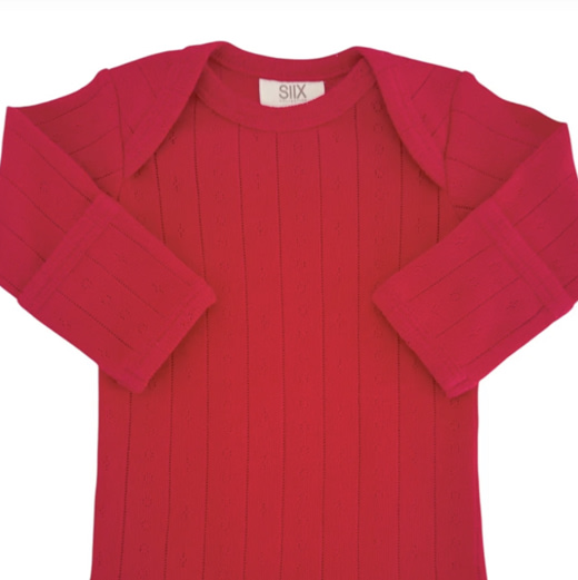 Red / Organic Pointelle Long Sleeve Bodysuit – SpearmintLOVE