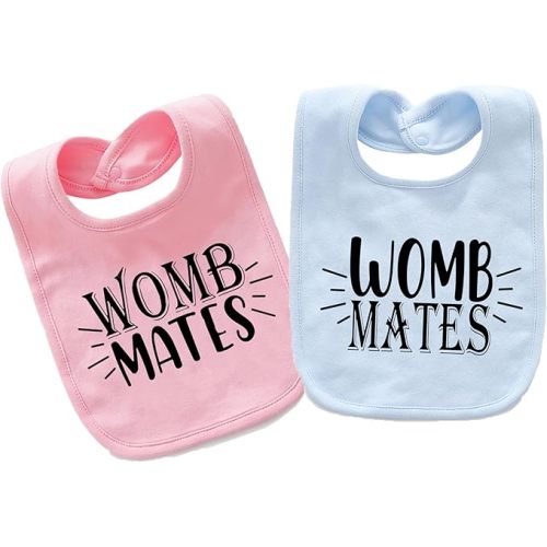 Baby Twins Bibs Womb Mates Newborn Baby Bibs Cute Toddler Bibs Set For Unisex Boys Girls