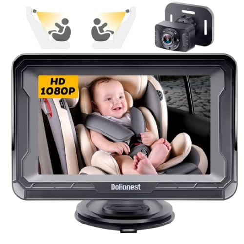 DoHonest Baby Car Camera HD 1080P - Rear-Facing Car Baby Monitor with Night Vision, Adjustable View Angle, Easy Setup, Anti-Glare Display, Safety for Kids & Infants