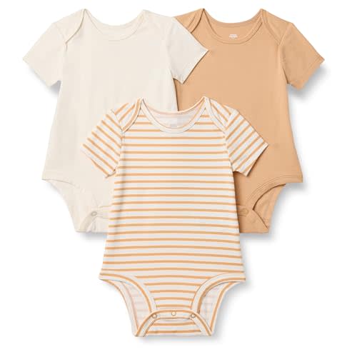 Amazon Essentials x Sofia Grainge Unisex Babies' Short Sleeve Crewneck Bodysuit, Pack of 3