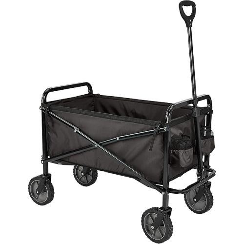 Amazon Basics Collapsible Folding Heavy Duty Utility Wagon for Outdoor Sports, 265 pounds Weight Capacity, Camping, Garden, and Shopping, 27.6 x 40.9 x 20 inches, Black