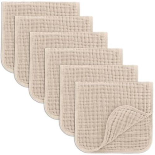 Muslin Burp Cloths Large 100% Cotton by Comfy Cubs (White, Pack of 6)