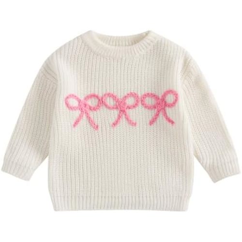 Baby Girl Knit Sweater Cute Bow Chunky Knitted Pullover Sweatshirt Toddler Girls Fall Winter Clothes