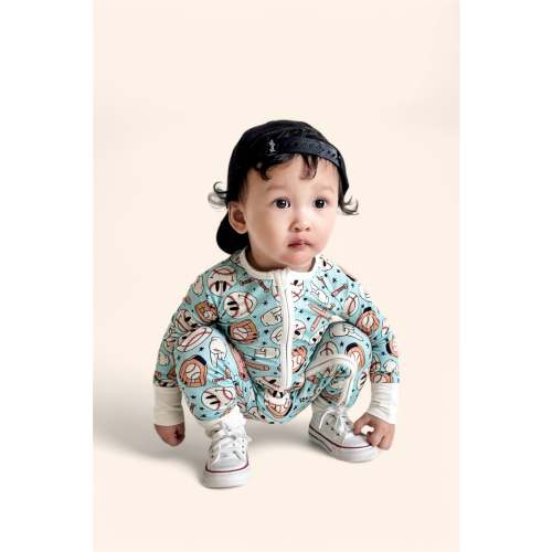 BASEBALL SMILEY DREAM ZIPPER ROMPER – August + Willow