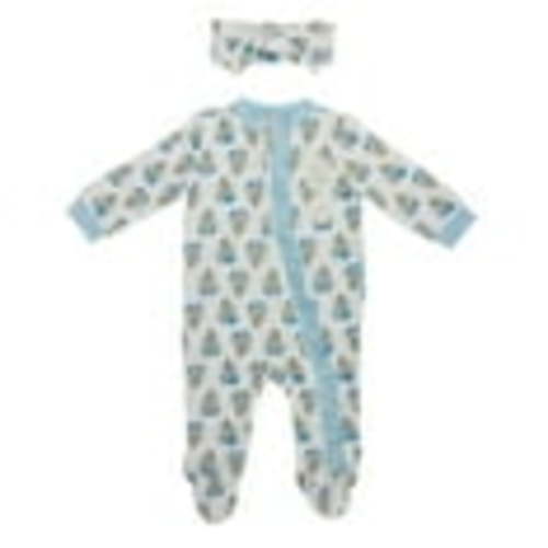Milkberry Bamboo Pajamas Coverall for Baby Girls Footed Sleep Bodysuit for Infants Size 0-3 Months Blue Botanica1