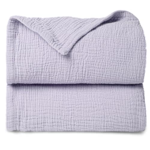 Lulu moon Muslin Quilt Blanket, Crib Blanket for Baby and Toddler,47x47 Inches(Purple)
