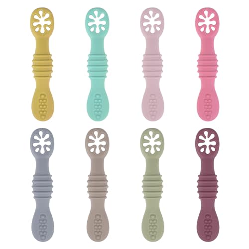 8 Pcs Baby Led Weaning Utensils, First Stage Silicone Baby Spoon, Multicolor Baby Spoons Self Feeding 6+ Months, Cucharas para Bebes for Solids and Purees