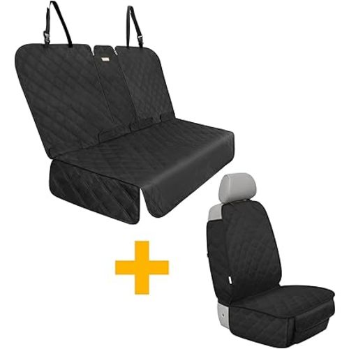 Dog Car Seat Cover for Back Seat + Front Seat Cover - Fits Most Cars/Trucks/SUVs