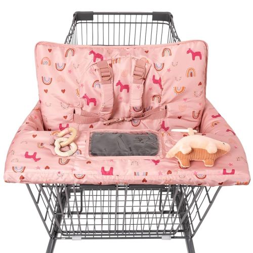 Shopping Cart Cover for Baby 2 in 1 High Chair Covers for Restaurant Comfortable Grocery Cart Seat Covers for Infant, Toddler Universal Suitable for Most Shopping Carts Machine Washable, DJ Pink