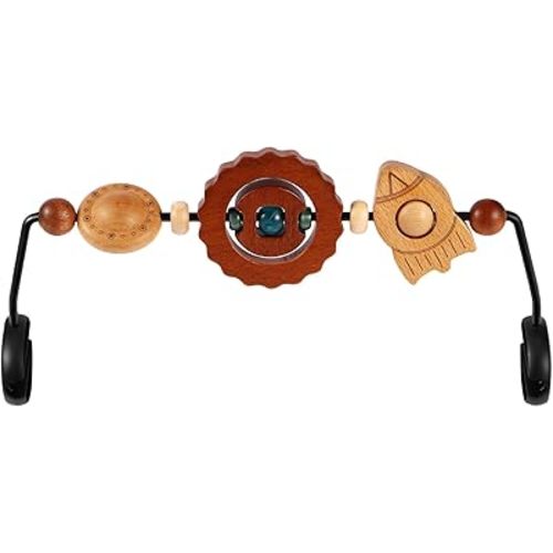 Baby Bouncer Toy Bar Compatible with Baby Bjorn Bouncer， with Wooden Toys in Flying Saucer, Spaceship, and Planet Shapes to Stimulate Baby's Curiosity and Desire to Explore