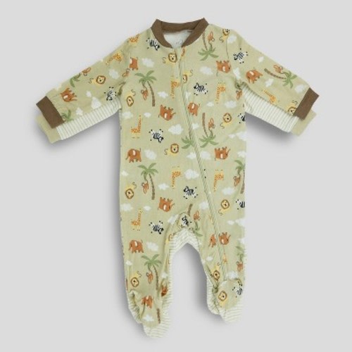 Milkberry Soft Rayon of Bamboo Footed Coverall 3 Peice Full Body Sleepwear for Infants Baby Boys Animals Brown Size 0-3 Months