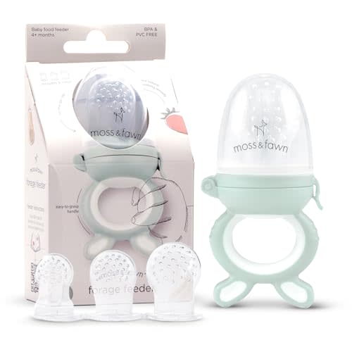 Moss and Fawn Forage Feeder, Soothing Silicone Frozen Baby Food Teething Toy, Pacifier Fruit Feeder and Teether, BPA, PVC and Phthalate Free - Fern