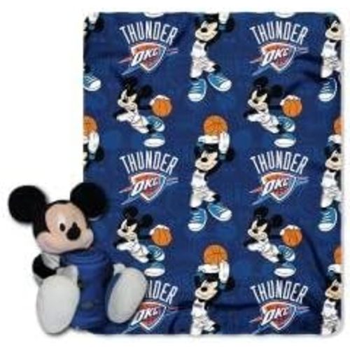 Oklahoma City Thunder Disney 40x50 NBA Fleece Throw w/ 14" Plush Mickey Hugger Baby Blanket
