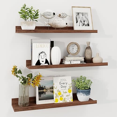Axeman Picture Ledge Shelf - Rustic Floating Shelves for Wall Set of 3 - Picture Shelf for Wall with Ledge - 24 Inch Floating Shelves with Lip - Photo Ledge Nursery Bookshelf