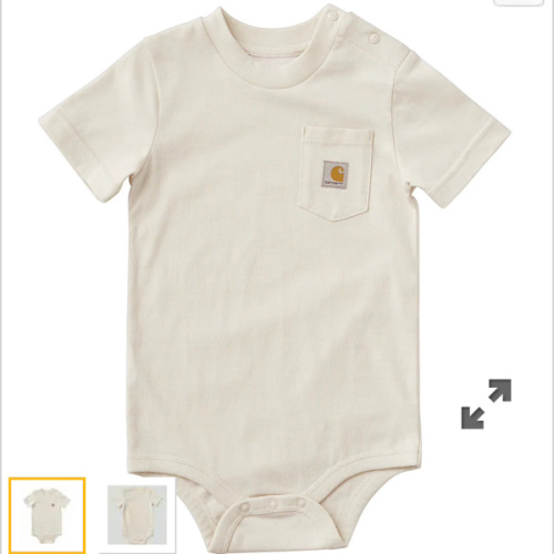 Carhartt Kids' Short Sleeve Pocket Bodysuit- Chalk (3 months)