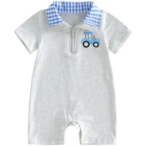 Sasaerucure Newborn Infant Baby Boy Summer Outfit Short Sleeve Zipper Romper Jumpsuit One Piece Golf Onesie Clothes