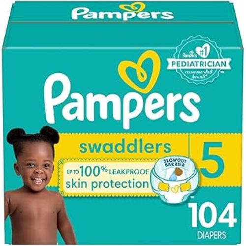 Pampers Baby Diapers - Swaddlers - Size 5, 104 Count, Ultra Absorbent Disposable Infant Diaper